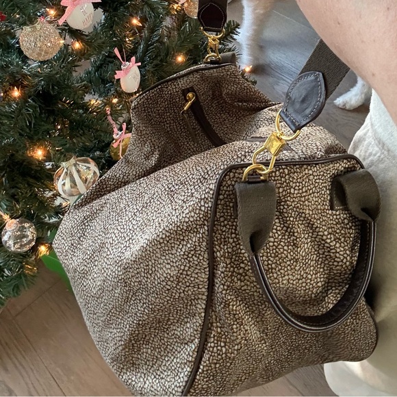 Borbonese shoulder bag tote w/ pouch quail pattern excellent condition - Picture 6 of 16